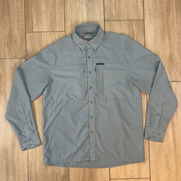 Simms Guide Series Fishing Shirt Men’s Medium Gray Long Sleeve Button Up Outdoor - Picture 1 of 16